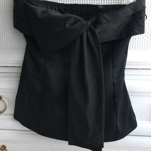 Dressy black stretchy strapless satin top